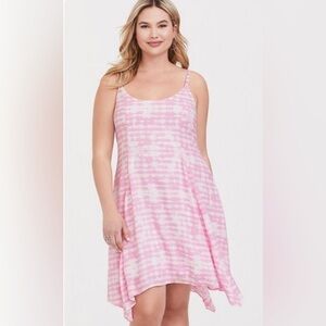 TORRID Pink White Tye Dye Spaghetti Strap Flow Midi Dress Size 16 1X